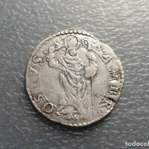 IMPERIO ESPAÑOL MILAN CARLOS I (V ALEMANIA) DINERO DE 8 SOLDI NO BASE BAJO S AMBROSIO RARA MBC