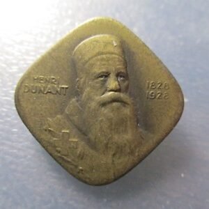 HENRI DUNANT MEDALLA BROCHE I CENTENRIO 1828-1928 FUNDADOR CRUZ ROJA NOBEL PAZ