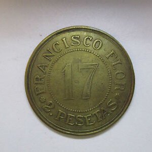 BARCELONA - MERCADO CENTRAL DEL BORNE - FRANCISCO FLOR 2 PESETAS - FICHA