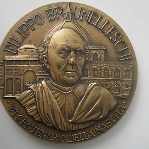 MEDALLA ITALIA FLORENCIA FILIPPO BRUNELLESCHI VI CENTENARIO NACIMIENTO 1977