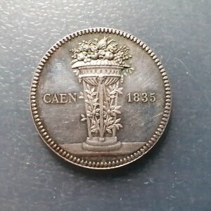 FRANCIA FRANCE CAEN SOCIEDAD HORTICULTURA 50 AÑOS MEDALLA JETON 1835 33mm PLATA