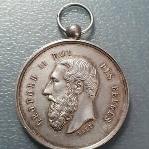 BELGICA BELGIUM LEOPOLD II LEOPOLDO II MEDALLA DEPORTIVA 800 METROS 41 mm PLATA