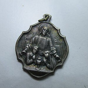 MEDALLA RELIGIOSA PRIMERA COMUNION JESUS CON DOS NIÑOS