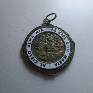 MEDALLA RELIGIOSA VIRGEN EN LAS NUBES Y ANGELES / VIRGEN CON NIÑO CORONADOS