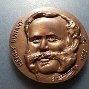 MEDALLA SUIZA HENRY DUNANT CRUZ ROJA RED CROSS CONVENCIONES GINEBRA 67 mm
