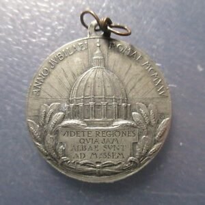 MEDALLA RELIGIOSA PAPA PIO XI / JUBILEO -  AÑO SANTO 1925 ROMA CUPULA SAN PEDRO