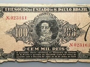 BRASIL 100000 REIS 100 MIL REIS 1932 GUERRA PAULISTA - BONO DEL TESORO PS-865 BC
