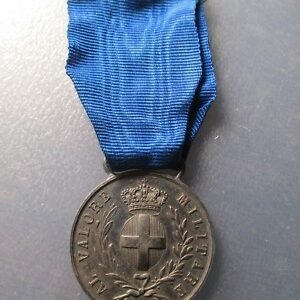 ITALIA MEDALLA CONDECORACION AL VALOR MILITAR - PLATA - ESCASA