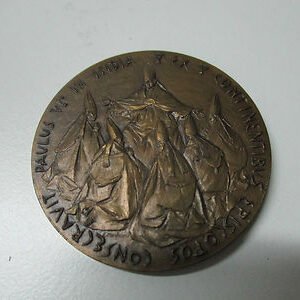 MEDALLA RELIGIOSA VATICANO PABLO VI OFICIAL VIAJE A LA INDIA BOMBAY 1964 BRONZE