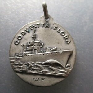 ITALIA MEDALLA BARCO CORBETA - CORVETTA FLORA 30x26 mm PLATA