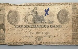 ESTADOS UNIDOS - USA THE NECHANICS BANK OF AUGUSTA - GEORGIA 5 DOLLARS SIGLO XIX
