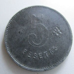 BARCELONA UNION COOPERATIVAS EL RELOJ - LA DIGNIDAD - 5 PESETAS -RESELLO - FICHA