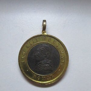 MEDALLA RELIGIOSA   LEON  XIII 1887 - 50 AÑOS DE SACERDOCIO - BIMETALICA