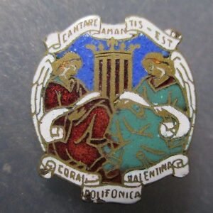 MEDALLA RELIGIOSA BROCHE VALENCIA CORAL POLIFONICA VALENTINA 2 ANGELES ESMALTES