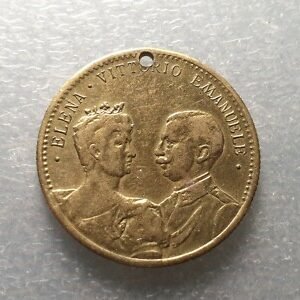 ITALIA VITTORIO EMANUELE III MEDALLA 1896 BODA CON ELENA DE MONTENEGRO 27 mm