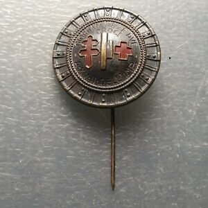 ITALIA REINO CRUZ ROJA MEDALLA PIN CAMPAÑA ANTITUBERCULOSA 1937 ESCUDO 23 mm