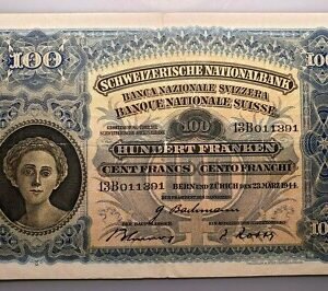 SUIZA SWITZERLAND 100 FRANCOS 100 FRANCS 23/03/1944 P-35r MBC+ BONITO