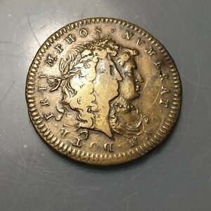 FRANCIA JETON 1673 LOUIS XIV Y MARIA DE AUSTRIA HIJA DE FELIPE IV 25 mm