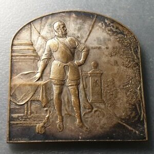 BELGICA PAISES BAJOS ESPAÑOLES FELIPE II MEDALLA PLACA 1922 CANAL WILLENBROEK