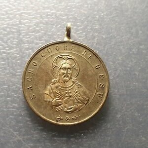 MEDALLA RELIGIOSA SAGRADO CORAZON DE JESUS Y MARIA 31x25 mm