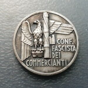 ITALIA FLORENCIA MEDALLA PERIODO MUSSOLINI FEDERACION COMERCIANTES 30 mm PLATA