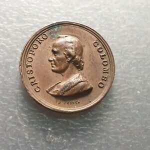 MEDALLA GENOVA 1892 CRISTOBAL COLON CHRISTOPHER COLUMBUS CRISTOFORO COLOMBO 22mm