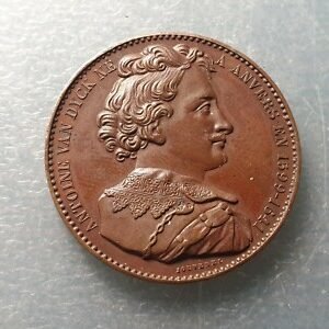 ANTON VAN DICK PINTOR MEDALLA BELGICA AMBERES 34 mm