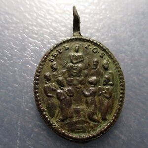 MEDALLA RELIGIOSA ANTIGUA VIRGEN CON PUÑALES / S. FELICITAS Y 7 HIJOS MARTIRES