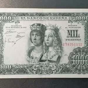 ESPAÑA SPAIN 1000 PESETAS 1957 REYES CATOLICOS P-149a DOBLEZ CENTRAL EBC/EBC+