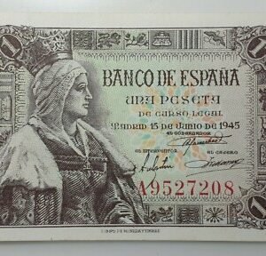 ESPAÑA SPAIN 1 PESETA JUNIO 1945 ISABEL LA CATOLICA P-128 SC-