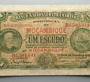 MOZAMBIQUE BANCO NACIONAL ULTRAMARINO 1 ESCUDO 1/09/1941 P-81 BC ARREGLADO