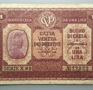 ITALIA CASSA VENETA DEI PRESTITI 1 LIRA 1918 P-M4 BC+/MBC-
