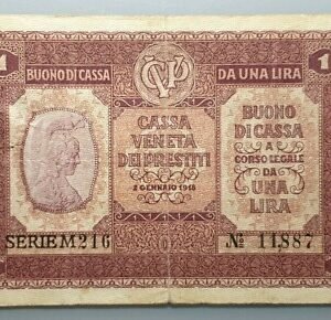 ITALIA CASSA VENETA DEI PRESTITI 1 LIRA 1918 P-M4 MBC-