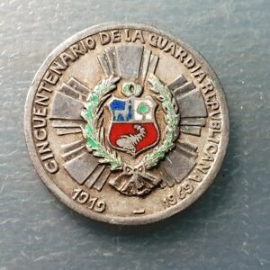 PERU MEDALLA 50 AÑOS GUARDIA REPUBLICANA 1919 - 1969 29 mm PLATA