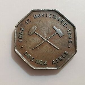 ARGENTINA BUENOS AIRES MEDALLA 1896 ROMAN BRAVO AVENIDA SAN MARTIN 326 30mm