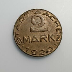ALEMANIA GERMANY AACHEN AQUISGRAN NOTGELD 2 MARK 1920 ALFRED RETHEL