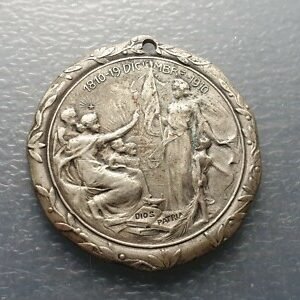 MEDALLA ARGENTINA PIEDRA FUNDAMENTAL COLEGIO ESCUELA SAN CARLOS 1910 SAN LORENZO