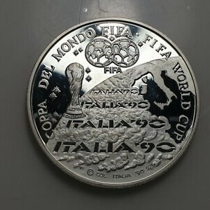 MUNDIAL FUTBOL FOOTBALL FIFA WORLD CUP ITALIA 90 MILAN MEDALLA PLATA 39 mm