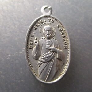 MEDALLA RELIGIOSA CORAZON DE MARIA / CORAZON DE JESUS - ALUMINIO