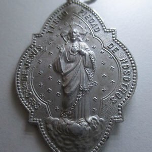 MEDALLA RELIGIOSA GRANDE - JESUS CON SU SAGRADO CORAZON - ALUMINIO