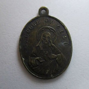 MEDALLA RELIGIOSA CRISTO CON SU CORAZON / VIRGEN CON NIÑO