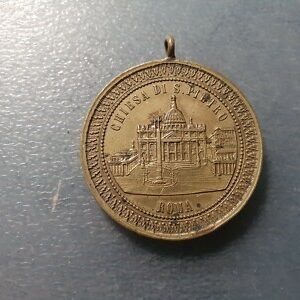 MEDALLA RELIGIOSA PAPA PIO IX / BASILICA SAN PEDRO ROMA 39 mm