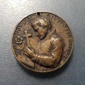 MEDALLA RELIGIOSA SAN LUIS GONZAGA?/ LA VIRGEN - AGUJERO 38 mm