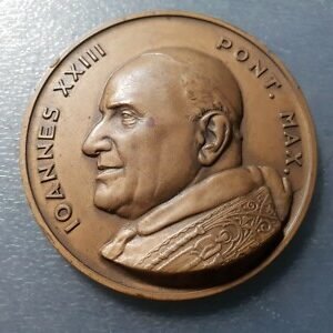 MEDALLA RELIGIOSA GRANDE Y PESADA PLACA PAPA JUAN XXIII 60 mm