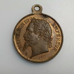 FRANCIA FRANCE NAPOLEON III MEDALLA 1868 200 AÑOS REUNION ARMENTIERES 28x24 mm