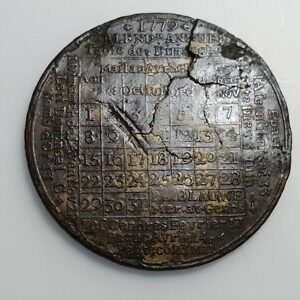 FRANCIA LOUIS XVI MEDALLA CALENDARIO ALMANAQUE AÑO 1779 FASES LUNARES 38mm ESCAS