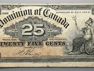 CANADA 25 DOLLARS 25 DOLARES 2/01/1900 P-9b BC/BC+