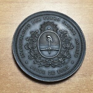 ARGENTINA MEDALLA 1885 JULIO ARGENTINO ROCA PRESIDENTE IRIGOYEN MINISTRO IN 38mm