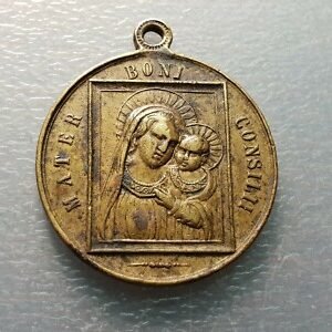 MEDALLA RELIGIOSA PAPA LEON XIII / MADRE DEL BUEN CONSEJO 37x32 mm