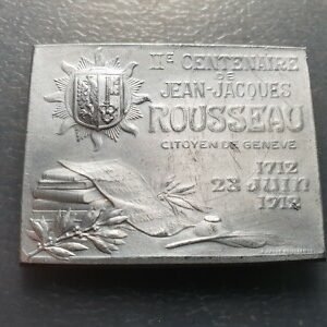 SUIZA GINEBRA GENEVE II MEDALLA 1912 CENTENARIO NACIMIENTO JEAN JAQUES ROUSSEAU